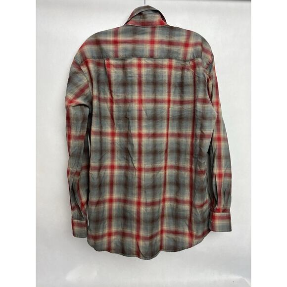 Pendleton Sir Pendleton Plaid Button Down Mens Medium Wool Flannel Red Grey - Picture 3 of 8